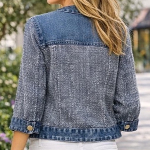 Chico's Denim & Tweed Jean Jacket - Picture 4 of 10